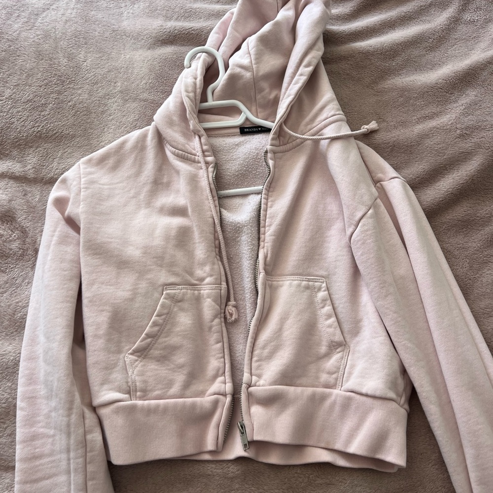 Pink cropped brandy Melville hoodie